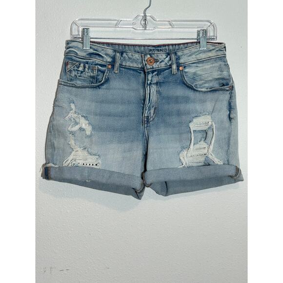 Edgely Pants - Edgely Women's Ripped Light Blue Jean Shorts Size 8